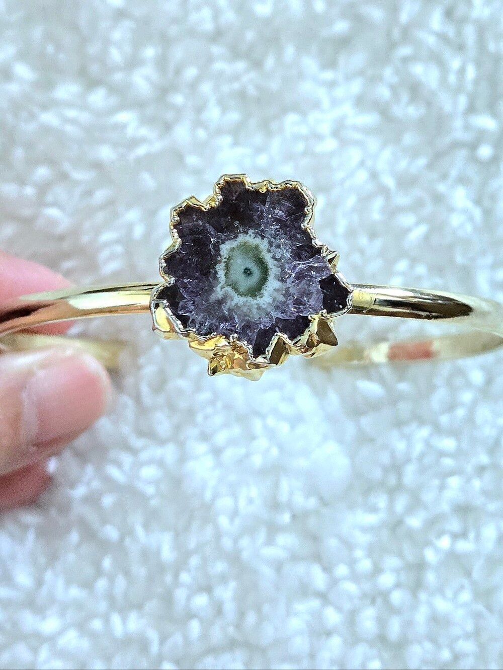 Amethyst💜 Stalactite Thin Gold💛 Cuff Style Bracelet - NWOT - Picture 15 of 16